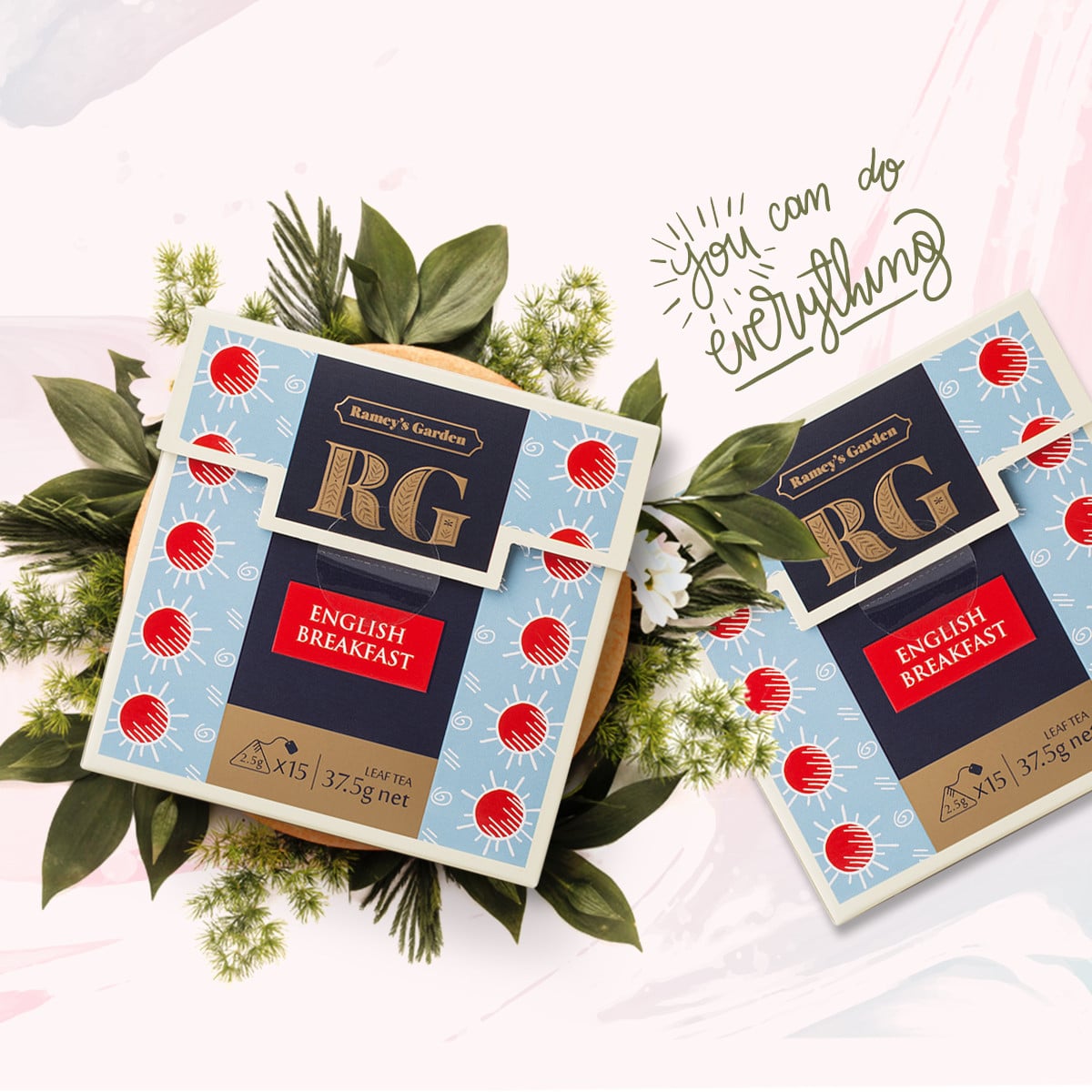 RG Ramey’s Garden English Breakfast tea boxes